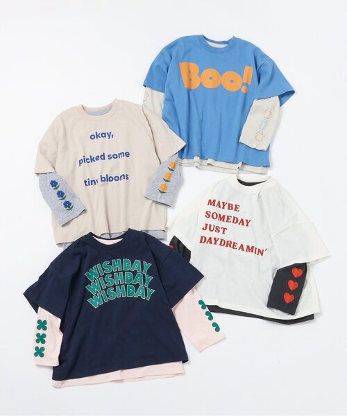 BREEZE（ブリーズ）の「【2Pセット/ジュニア対応】3way袖プリントTシャツ（Tシャツ/カットソー・キッズ・ネイビー/ベージュ/オフホワイト/ブルー・130/140/150/90/100/110/120）」の9枚目の写真