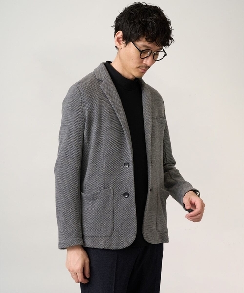 a.v.v（アーヴェヴェ）の「春の上品見え【イージーケア/ストレッチ】ハニカムジャージースマートジャケット【洗濯機で洗える】通勤/ビジネス/ジャケット〈ON/OFF SERIES〉（その他アウター・メンズ・ネイビー/グレー・46/48/50/44）」の2枚目の写真