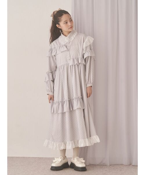 セール】フリルドットデコレーションワンピース（ワンピース）｜merry