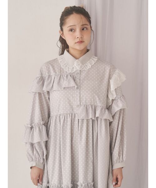 merry jenny（メリージェニー）の「フリルドットデコレーションワンピース（ワンピース・レディース・ネイビー/オフホワイト/グレー・FREE）」の7枚目の写真