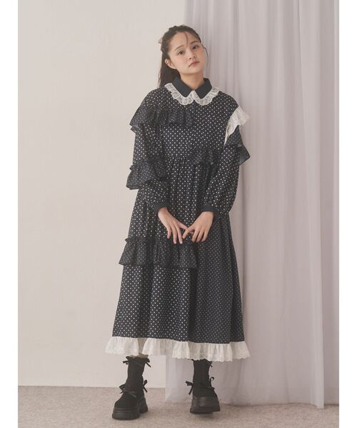 merry jenny（メリージェニー）の「フリルドットデコレーションワンピース（ワンピース・レディース・ネイビー/オフホワイト/グレー・FREE）」の10枚目の写真