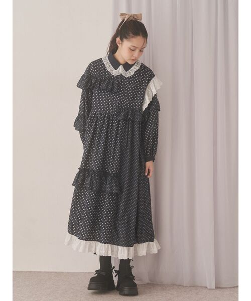 merry jenny（メリージェニー）の「フリルドットデコレーションワンピース（ワンピース・レディース・ネイビー/オフホワイト/グレー・FREE）」の11枚目の写真