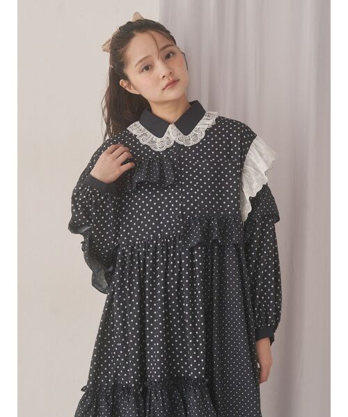 merry jenny（メリージェニー）の「フリルドットデコレーションワンピース（ワンピース・レディース・ネイビー/オフホワイト/グレー・FREE）」の14枚目の写真