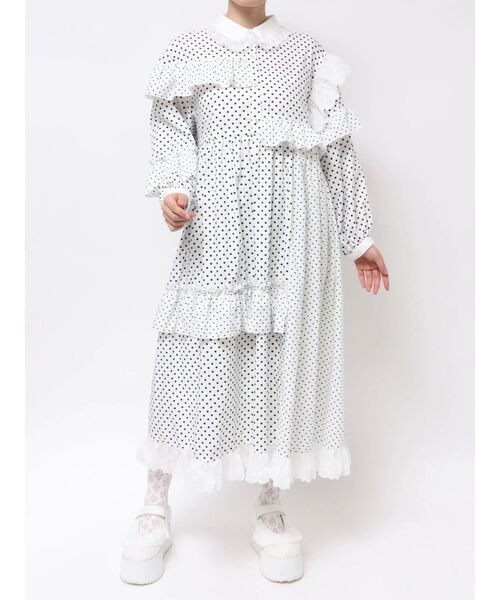 merry jenny(メリージェニー)の「フリルドットデコレーションワンピース(ワンピース・レディース・ネイビー/オフホワイト/グレー・FREE)」の2枚目の写真