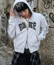 SPINNS（スピンズ）の「【内田金吾くん着用】短丈ダブルジップパーカー/グランジ/刺繍袖ロゴ/ショート丈（パーカー）」