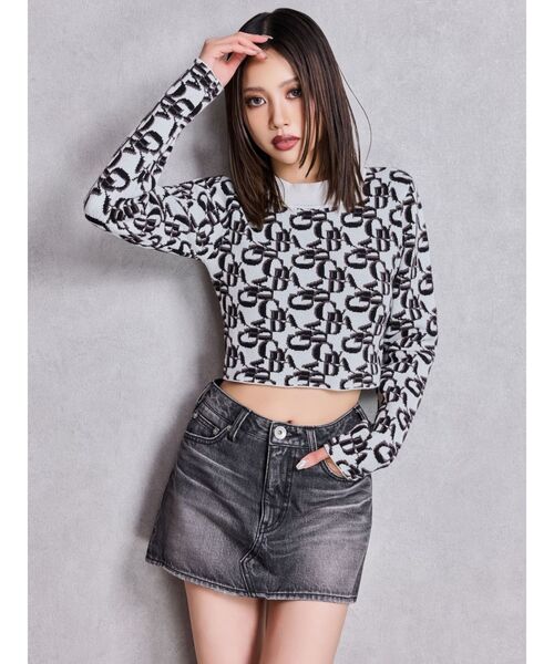 GYDA(ジェイダ)の「GYDA pattern プチハイニットトップス(ニット/セーター・レディース・オレンジ/グレー/オフホワイト/ブラック・FREE)」の15枚目の写真