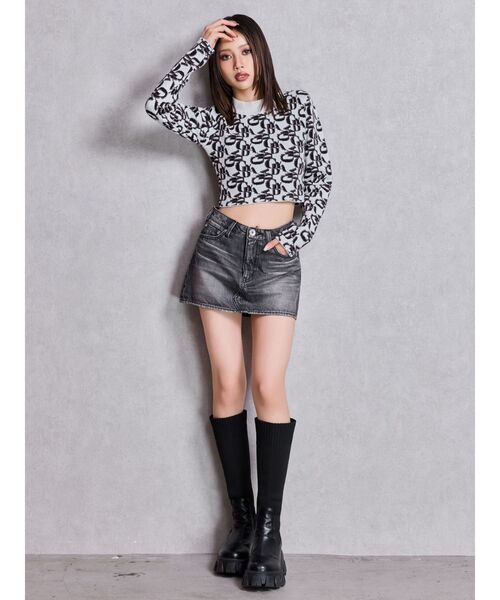 GYDA(ジェイダ)の「GYDA pattern プチハイニットトップス(ニット/セーター・レディース・オレンジ/グレー/オフホワイト/ブラック・FREE)」の17枚目の写真