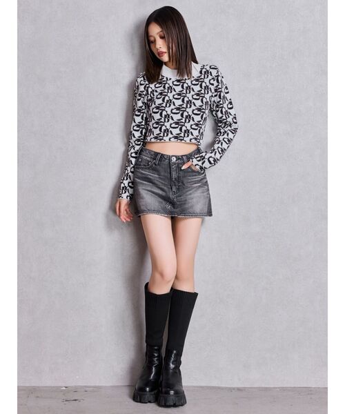 GYDA(ジェイダ)の「GYDA pattern プチハイニットトップス(ニット/セーター・レディース・オレンジ/グレー/オフホワイト/ブラック・FREE)」の18枚目の写真