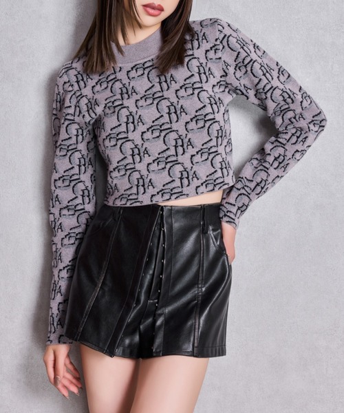 GYDA(ジェイダ)の「GYDA pattern プチハイニットトップス(ニット/セーター・レディース・オレンジ/グレー/オフホワイト/ブラック・FREE)」の1枚目の写真