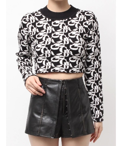 GYDA(ジェイダ)の「GYDA pattern プチハイニットトップス(ニット/セーター・レディース・オレンジ/グレー/オフホワイト/ブラック・FREE)」の3枚目の写真