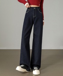 HANDO | [高身長サイズMT/低身長サイズS有り]脚長見え◎ 美シルエットを叶えるハイウエストワイドデニム オフィスカジュアル きれいめカジュアル 韓国(デニムパンツ)