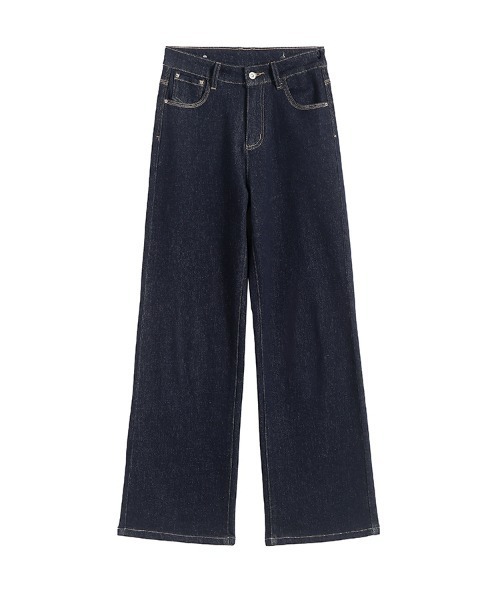 HANDO（ハンド）の「[高身長サイズMT/低身長サイズS有り]脚長見え◎ 美シルエットを叶えるハイウエストワイドデニム オフィスカジュアル きれいめカジュアル 韓国（デニムパンツ・レディース・ネイビー/アイボリー・S/M/L/XL/XXL）」の3枚目の写真