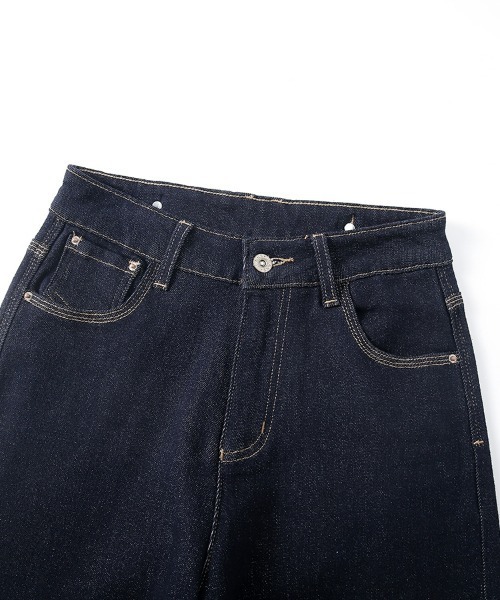 HANDO（ハンド）の「[高身長サイズMT/低身長サイズS有り]脚長見え◎ 美シルエットを叶えるハイウエストワイドデニム オフィスカジュアル きれいめカジュアル 韓国（デニムパンツ・レディース・ネイビー/アイボリー・S/M/L/XL/XXL）」の5枚目の写真