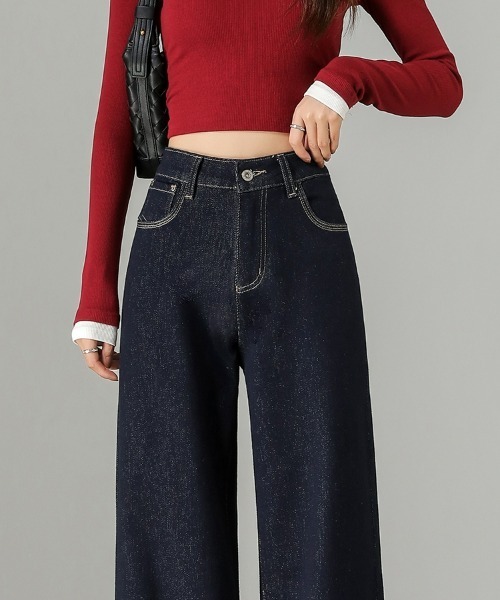 HANDO（ハンド）の「[高身長サイズMT/低身長サイズS有り]脚長見え◎ 美シルエットを叶えるハイウエストワイドデニム オフィスカジュアル きれいめカジュアル 韓国（デニムパンツ・レディース・ネイビー/アイボリー・S/M/L/XL/XXL）」の17枚目の写真