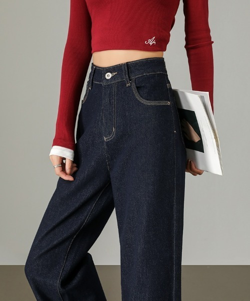 HANDO（ハンド）の「[高身長サイズMT/低身長サイズS有り]脚長見え◎ 美シルエットを叶えるハイウエストワイドデニム オフィスカジュアル きれいめカジュアル 韓国（デニムパンツ・レディース・ネイビー/アイボリー・S/M/L/XL/XXL）」の18枚目の写真