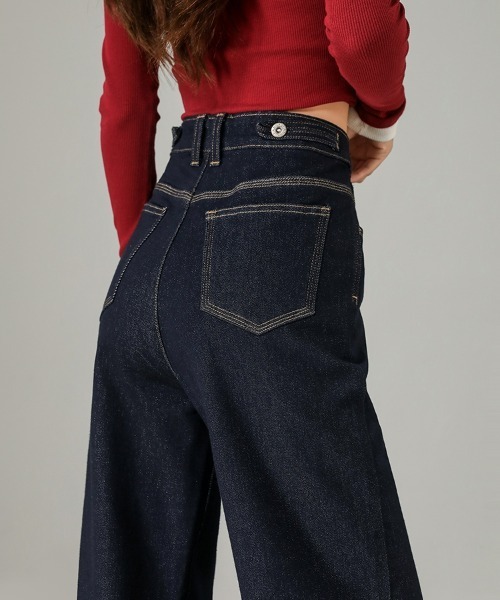 HANDO（ハンド）の「[高身長サイズMT/低身長サイズS有り]脚長見え◎ 美シルエットを叶えるハイウエストワイドデニム オフィスカジュアル きれいめカジュアル 韓国（デニムパンツ・レディース・ネイビー/アイボリー・S/M/L/XL/XXL）」の19枚目の写真