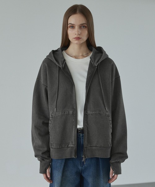 CALLNE(カルネ)の「【CALLNE】Heavyweight Double Zip Hoodie / ヘビーウェイトダブルジップパーカー(パーカー・メンズ・ダークグレー/ライトグレー・L/M)」の3枚目の写真