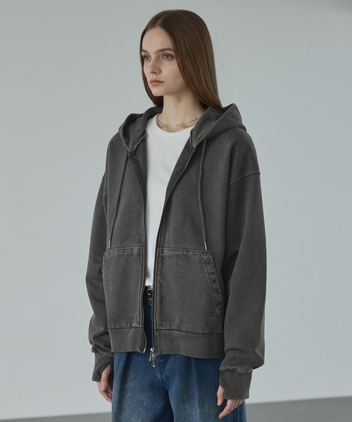 CALLNE(カルネ)の「【CALLNE】Heavyweight Double Zip Hoodie / ヘビーウェイトダブルジップパーカー(パーカー・メンズ・ダークグレー/ライトグレー・L/M)」の4枚目の写真