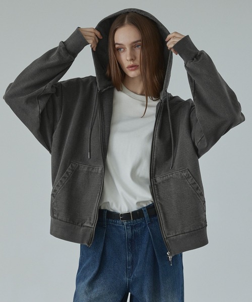 CALLNE(カルネ)の「【CALLNE】Heavyweight Double Zip Hoodie / ヘビーウェイトダブルジップパーカー(パーカー・メンズ・ダークグレー/ライトグレー・L/M)」の8枚目の写真