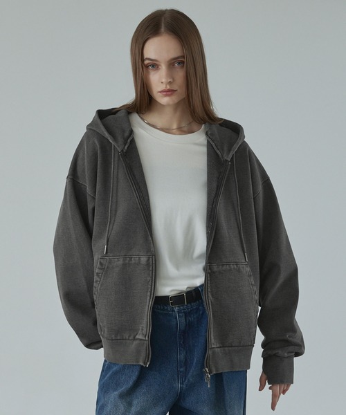 CALLNE(カルネ)の「【CALLNE】Heavyweight Double Zip Hoodie / ヘビーウェイトダブルジップパーカー(パーカー・メンズ・ダークグレー/ライトグレー・L/M)」の11枚目の写真