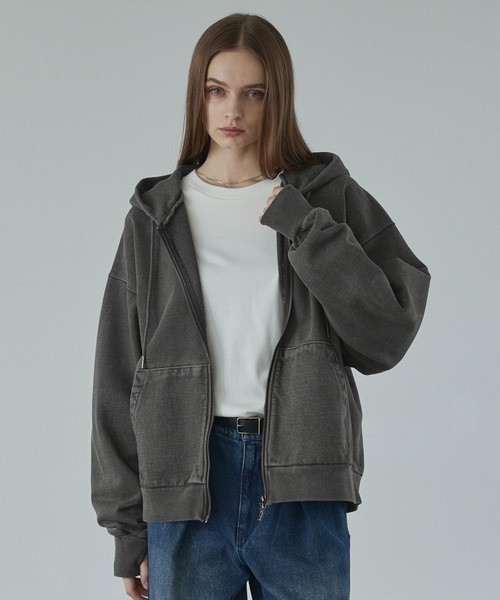 CALLNE(カルネ)の「【CALLNE】Heavyweight Double Zip Hoodie / ヘビーウェイトダブルジップパーカー(パーカー・メンズ・ダークグレー/ライトグレー・L/M)」の12枚目の写真