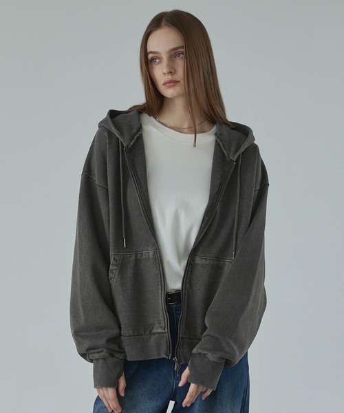 CALLNE(カルネ)の「【CALLNE】Heavyweight Double Zip Hoodie / ヘビーウェイトダブルジップパーカー(パーカー・メンズ・ダークグレー/ライトグレー・L/M)」の13枚目の写真
