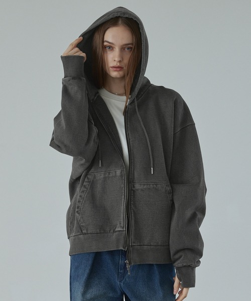 CALLNE(カルネ)の「【CALLNE】Heavyweight Double Zip Hoodie / ヘビーウェイトダブルジップパーカー(パーカー・メンズ・ダークグレー/ライトグレー・L/M)」の14枚目の写真