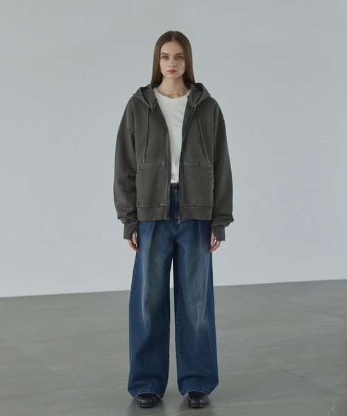 CALLNE(カルネ)の「【CALLNE】Heavyweight Double Zip Hoodie / ヘビーウェイトダブルジップパーカー(パーカー・メンズ・ダークグレー/ライトグレー・L/M)」の15枚目の写真