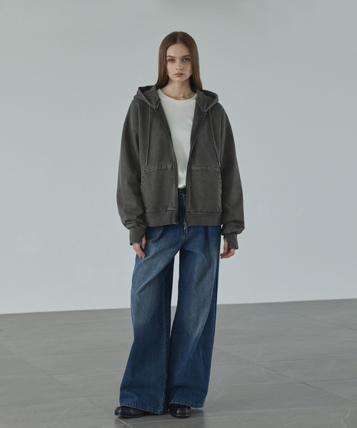 CALLNE(カルネ)の「【CALLNE】Heavyweight Double Zip Hoodie / ヘビーウェイトダブルジップパーカー(パーカー・メンズ・ダークグレー/ライトグレー・L/M)」の21枚目の写真