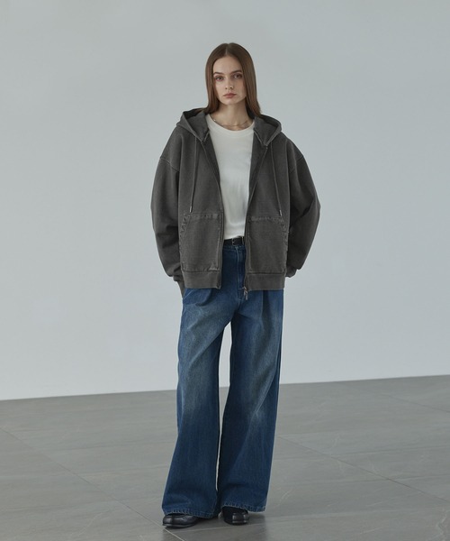 CALLNE(カルネ)の「【CALLNE】Heavyweight Double Zip Hoodie / ヘビーウェイトダブルジップパーカー(パーカー・メンズ・ダークグレー/ライトグレー・L/M)」の22枚目の写真