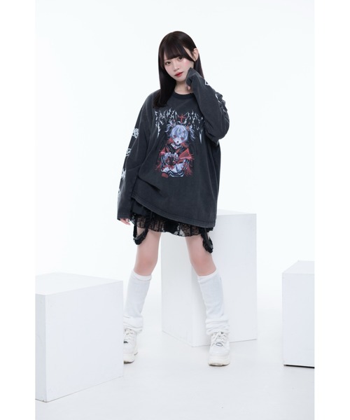 TRAVAS TOKYO（トラバス トウキョウ）の「『TRAVAS TOKYO/トラバス トーキョー』イラストプリント加工L/S Tee/ロングスリーブカットソー（Tシャツ/カットソー・レディース・A/B・FREE）」の5枚目の写真