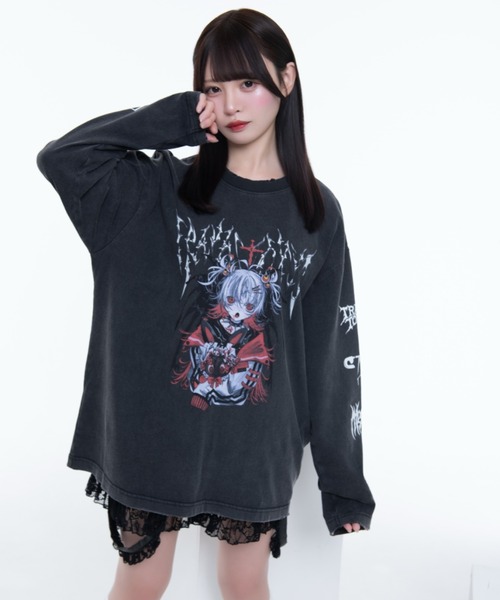 TRAVAS TOKYO/トラバス トーキョー』イラストプリント加工L/S Tee