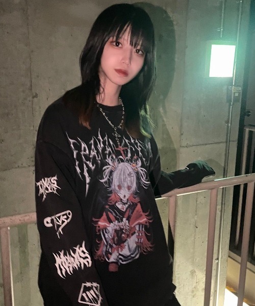 TRAVAS TOKYO/トラバス トーキョー』イラストプリント加工L/S Tee