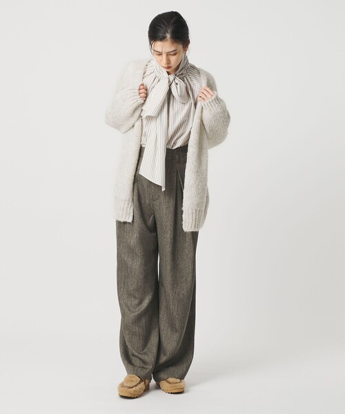 TRICOTS JEAN MARC（トリコットジーンマルク）の「【別注】＜TRICOTS JEAN MARC＞ミドルゲージ ノーボタンカーディガン（カーディガン/ボレロ・レディース・グレー系/ナチュラル/ライトピンク・FREE）」の6枚目の写真