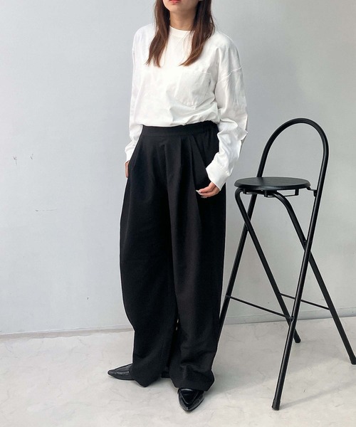 AS KNOW AS plus(アズノゥアズプラス)の「♪タックストレートスラックスパンツ セットアップ可能(スラックス・レディース・グレー系/ブラック/ブラウン系/ブラウン・FREE)」の15枚目の写真