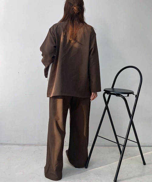 AS KNOW AS plus(アズノゥアズプラス)の「♪タックストレートスラックスパンツ セットアップ可能(スラックス・レディース・グレー系/ブラック/ブラウン系/ブラウン・FREE)」の7枚目の写真