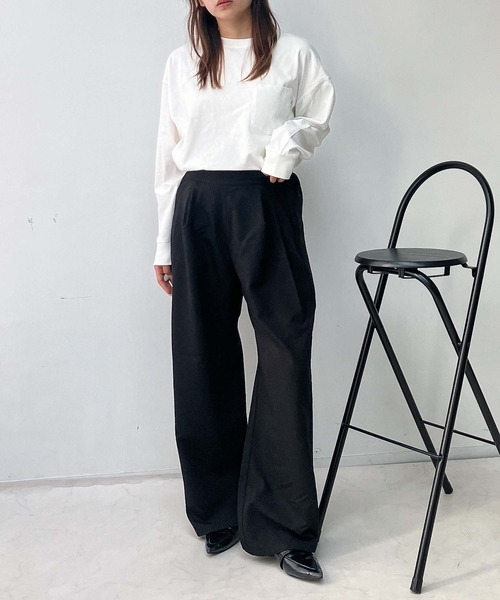 AS KNOW AS plus(アズノゥアズプラス)の「♪タックストレートスラックスパンツ セットアップ可能(スラックス・レディース・グレー系/ブラック/ブラウン系/ブラウン・FREE)」の5枚目の写真