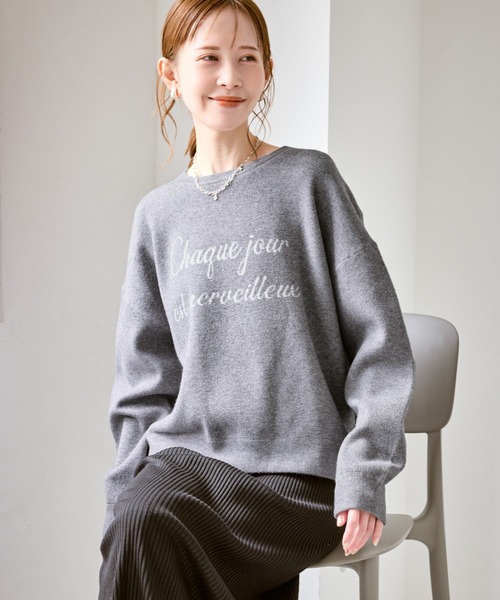 ROPE' PICNIC（ロペピクニック）の「スウェットライクロゴニットプルオーバー（ニット/セーター・レディース・ダークブラウン/キナリ/ネイビー/グレー・FREE）」の3枚目の写真