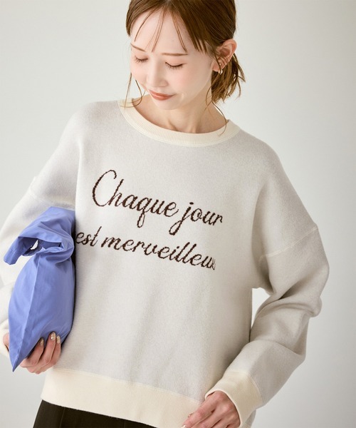 ROPE' PICNIC（ロペピクニック）の「スウェットライクロゴニットプルオーバー（ニット/セーター・レディース・ダークブラウン/キナリ/ネイビー/グレー・FREE）」の2枚目の写真