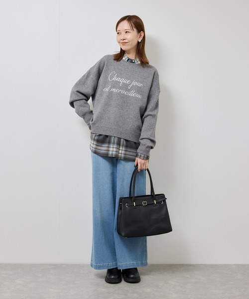 ROPE' PICNIC（ロペピクニック）の「スウェットライクロゴニットプルオーバー（ニット/セーター・レディース・ダークブラウン/キナリ/ネイビー/グレー・FREE）」の5枚目の写真