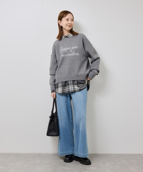 ROPE' PICNIC（ロペピクニック）の「スウェットライクロゴニットプルオーバー（ニット/セーター・レディース・ダークブラウン/キナリ/ネイビー/グレー・FREE）」の6枚目の写真