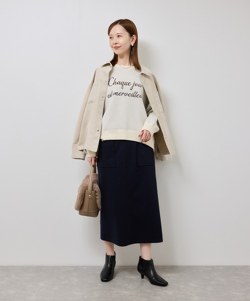 ROPE' PICNIC（ロペピクニック）の「スウェットライクロゴニットプルオーバー（ニット/セーター・レディース・ダークブラウン/キナリ/ネイビー/グレー・FREE）」の10枚目の写真