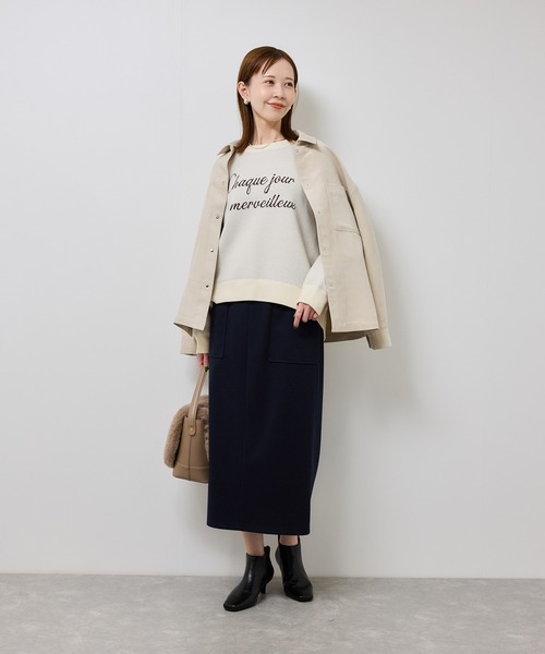 ROPE' PICNIC（ロペピクニック）の「スウェットライクロゴニットプルオーバー（ニット/セーター・レディース・ダークブラウン/キナリ/ネイビー/グレー・FREE）」の12枚目の写真