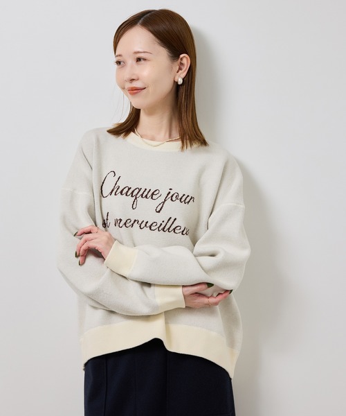 ROPE' PICNIC（ロペピクニック）の「スウェットライクロゴニットプルオーバー（ニット/セーター・レディース・ダークブラウン/キナリ/ネイビー/グレー・FREE）」の15枚目の写真