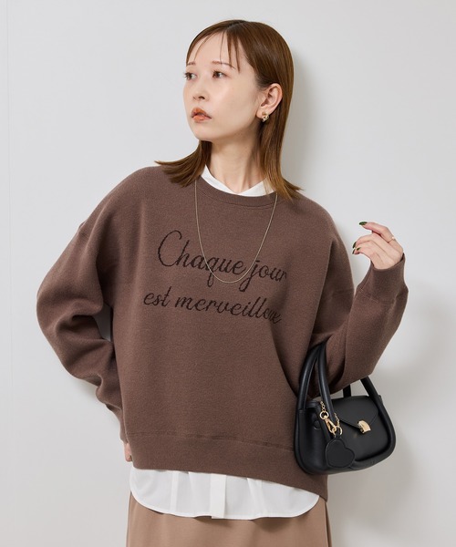 ROPE' PICNIC（ロペピクニック）の「スウェットライクロゴニットプルオーバー（ニット/セーター・レディース・ダークブラウン/キナリ/ネイビー/グレー・FREE）」の18枚目の写真