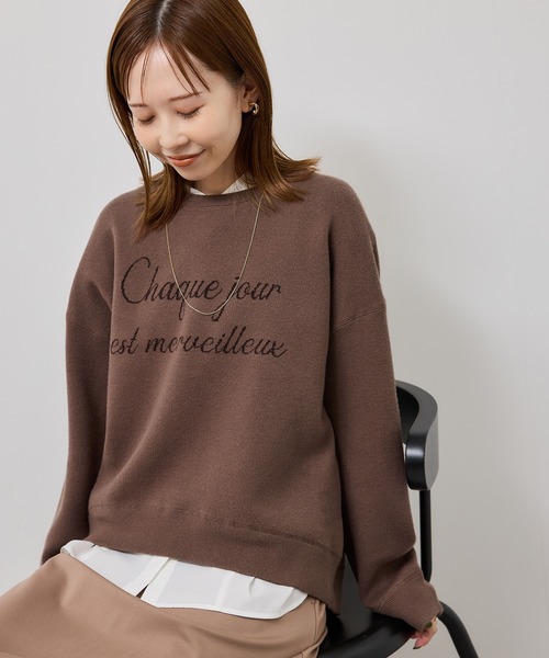 ROPE' PICNIC（ロペピクニック）の「スウェットライクロゴニットプルオーバー（ニット/セーター・レディース・ダークブラウン/キナリ/ネイビー/グレー・FREE）」の20枚目の写真