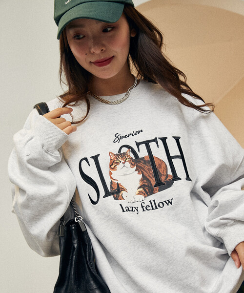 PUBLUX(パブリュクス)の「PUBLUX/パブリュクス SLOTH キャット 裏起毛 スウェット 限定展開(スウェット・レディース・チャコールグレー/ライトグレー/ネイビー/レッド・S/M/L)」の20枚目の写真