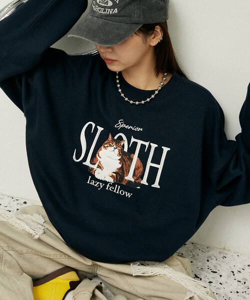 PUBLUX(パブリュクス)の「PUBLUX/パブリュクス SLOTH キャット 裏起毛 スウェット 限定展開(スウェット・レディース・チャコールグレー/ライトグレー/ネイビー/レッド・S/M/L)」の11枚目の写真