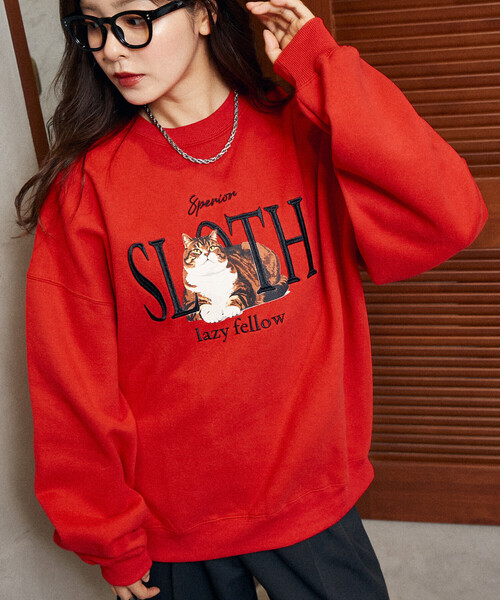 PUBLUX(パブリュクス)の「PUBLUX/パブリュクス SLOTH キャット 裏起毛 スウェット 限定展開(スウェット・レディース・チャコールグレー/ライトグレー/ネイビー/レッド・S/M/L)」の17枚目の写真