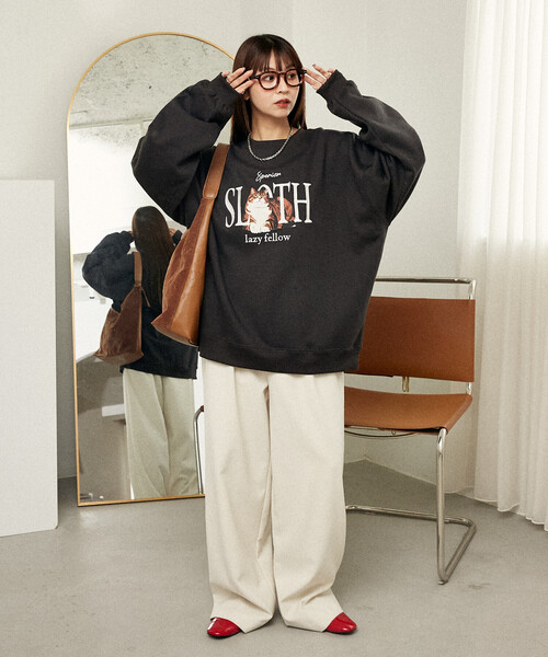 PUBLUX/パブリュクス SLOTH キャット 裏起毛 スウェット 限定展開